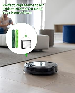 SOBEAU Accesorios Recambios para iRobot Roomba Series E/I/J, i7 i7+ i3 i3+ i4 i4+ i6 i6+ j7 j7+ i8 i8+ E5 E6 E7,Kit de Repuestos para Roomba Aspiradora,2 Cepillos de Goma,4 Filtro,6 Cepillos Laterale6
