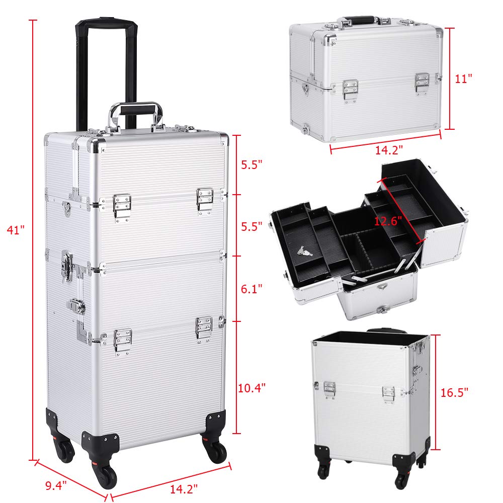 arl home 3-in-1 Rolling Makeup Train Case