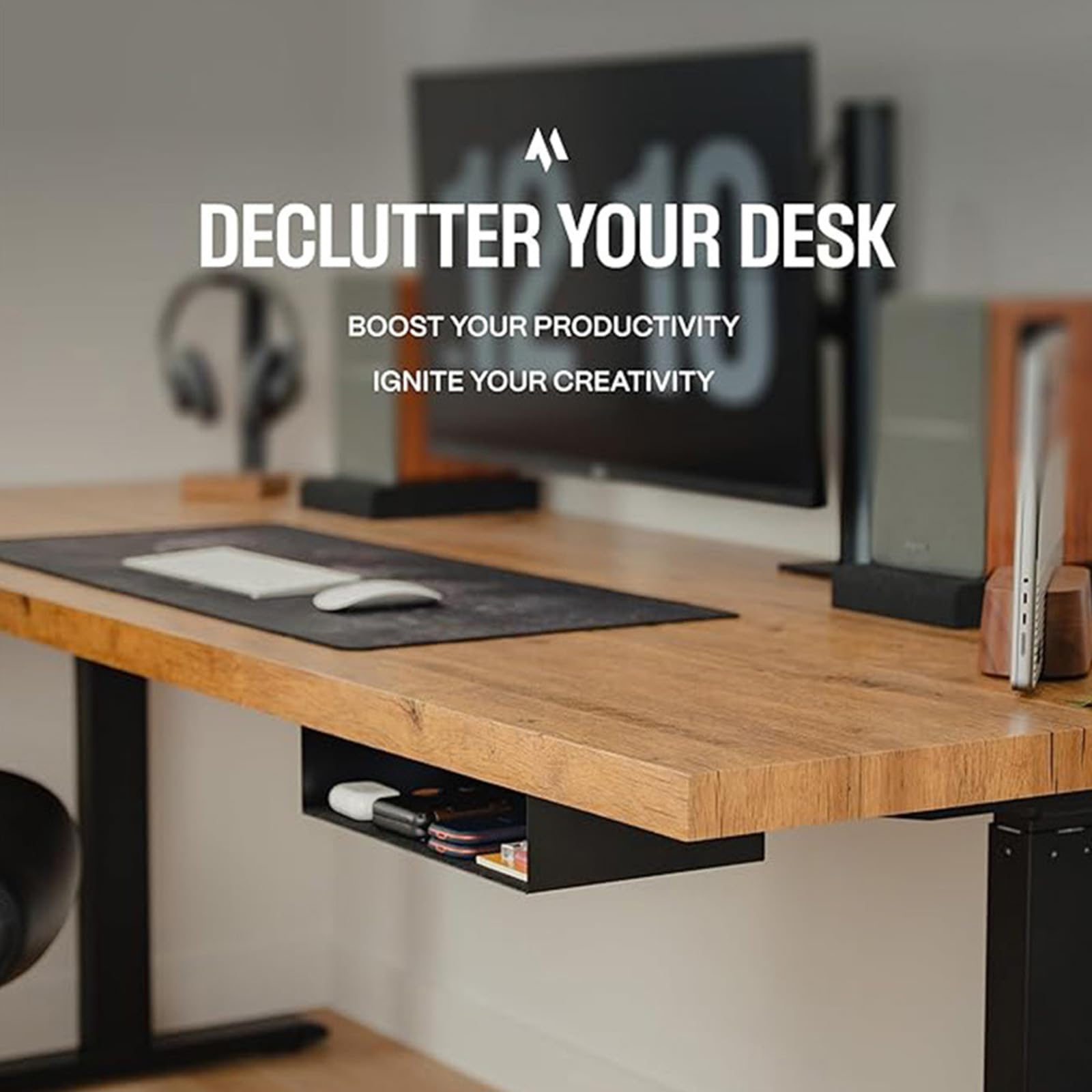 Organizador de mesa de acero al carbono resistente para debajo del escritorio para una utilización óptima del espacio y organización, estante simple para oficinas