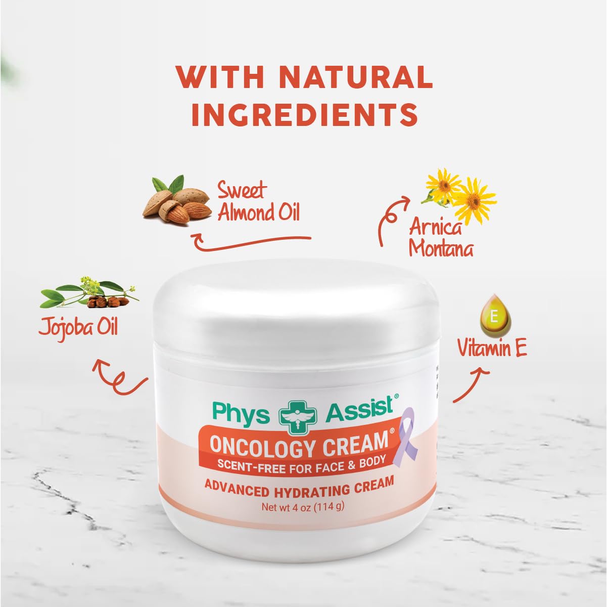 PhysAssist Oncology Recovery Cream - Crema hidratante para la piel, parched, Itchy, Sensitive Skin. Frasco de 4 onzas sin perfume, no irritante, clínicamente probado, dermatólogo, probado por