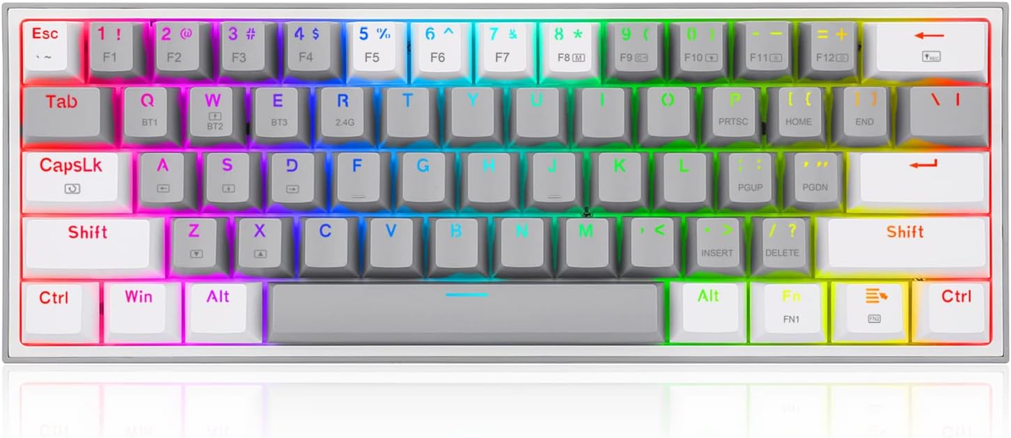 Redragon コンパクト60 ワイヤレス メカニカルキーボード 静音ゲーミングキーボード Bluetooth 2 4g 有線3つモード対応 防水 Ledバックライト付き Windows Mac Ios Androidに対応ゲーム用キーボード K616 グレー 白 赤軸 Shahtandoori Uk Redragon コンパクト60 ワイヤレス メカニカルキーボード 静音ゲーミングキーボード Bluetooth 2 4g 有線3つモード対応 防水 Ledバックライト付き Windows Mac Ios Androidに対応ゲーム用キーボード K616 グレー 白 赤軸 Shahtandoori Uk