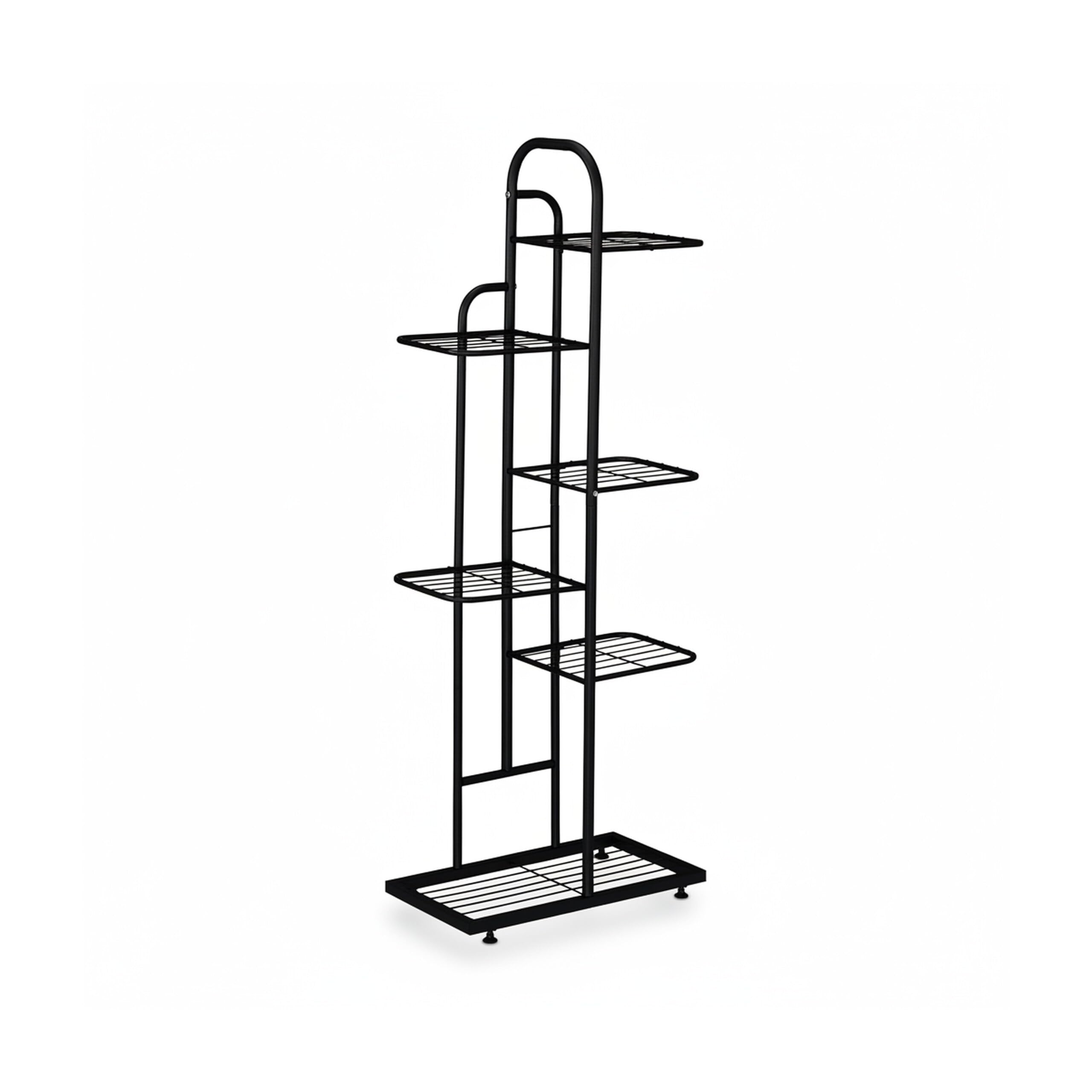 Relaxdays Étagère à Plantes, 6 Niveaux spacieux, pour 7 Pots, métallique, H x L x P : 109,5 x 44 x 22 cm, Noire