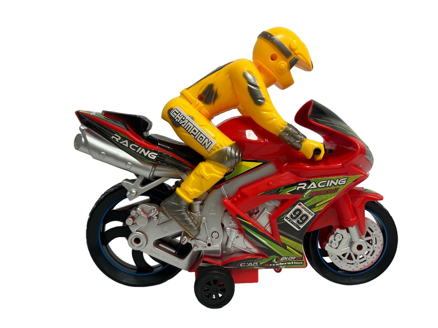 Generico Juguete para moto, luces y sonidos reales, para moto, con piloto grande, para carreras de embrague, Super Racing, para moto, juguete de carretera deportivo, colores surtidos (B)