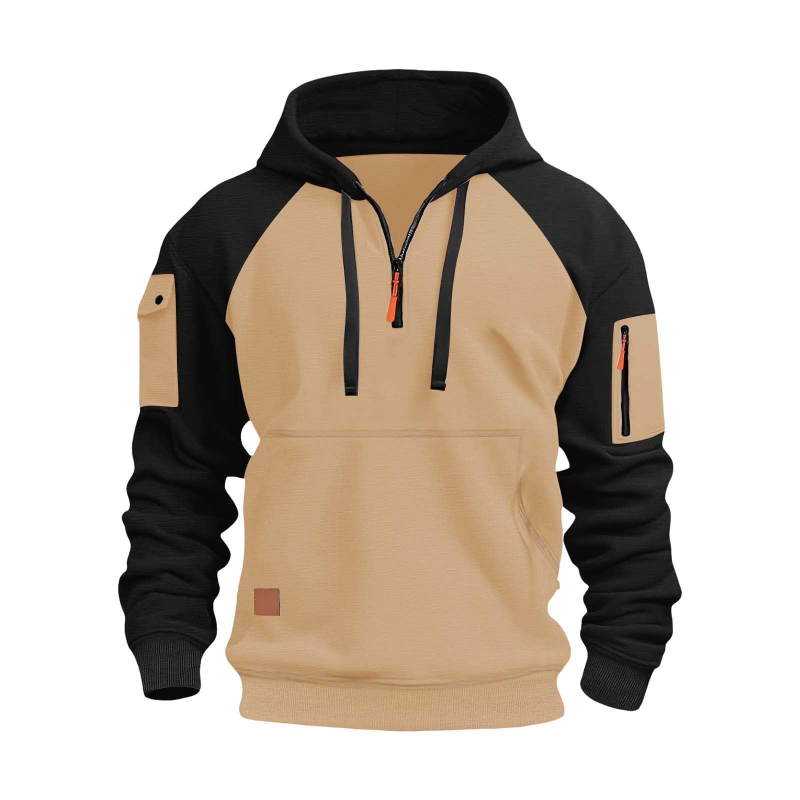 Generisch Herenhoodie met capuchon en ritssluiting, slimfit, wintertrui