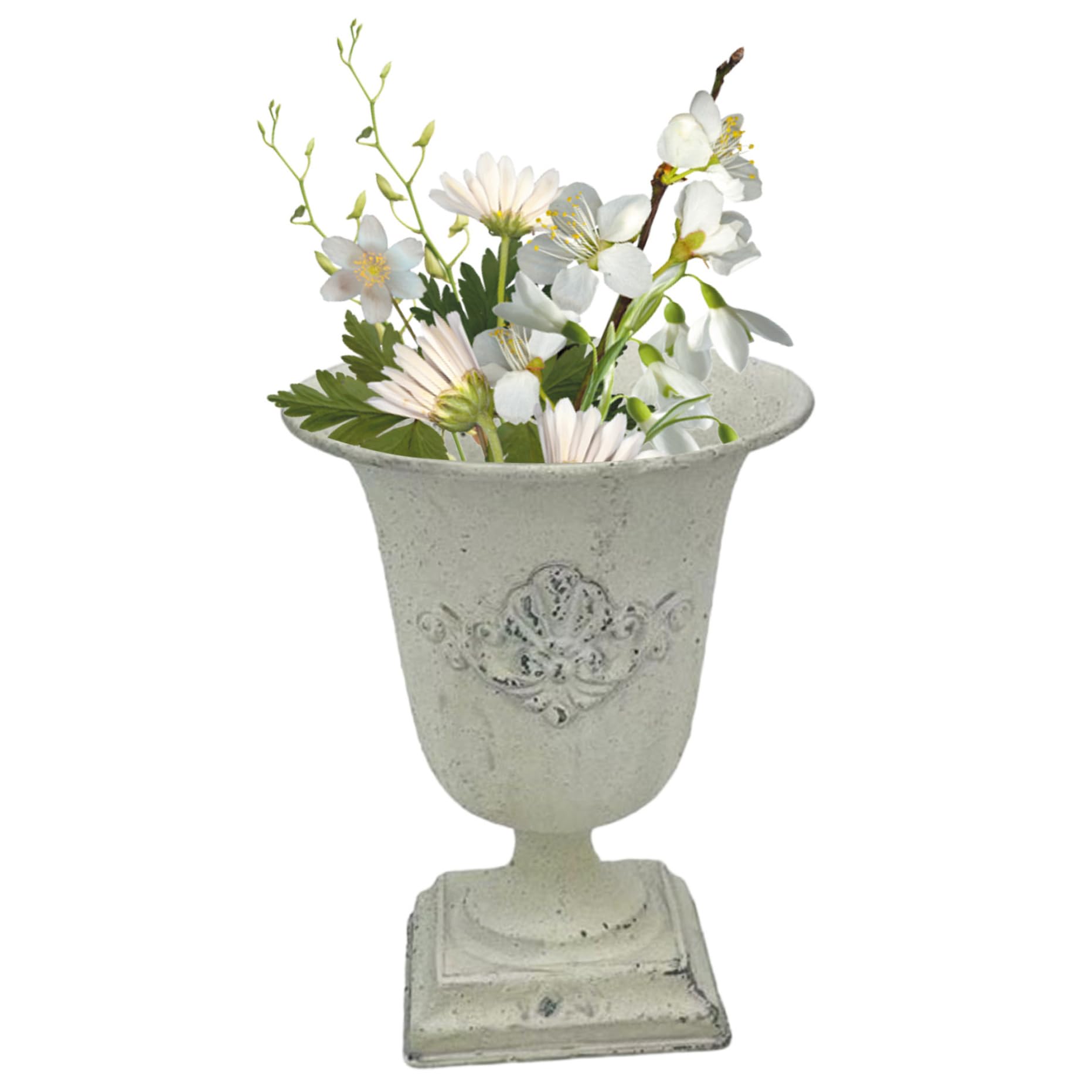 Jardinière d'urne en métal rustique de 7,5 pouces au design vintage de style ferme