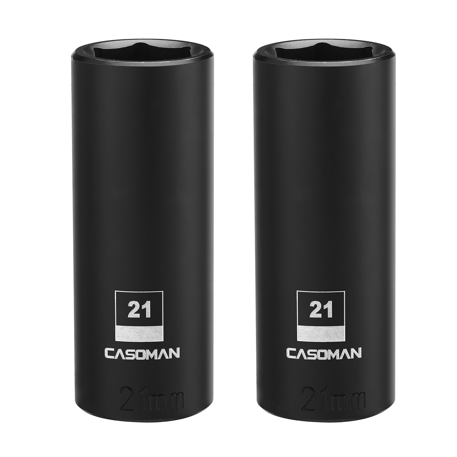 CASOMAN 1/2-Inch Drive x 21mm Deep Impact Socket, 2PCS Set, 6-Point, Metric, CR-MO