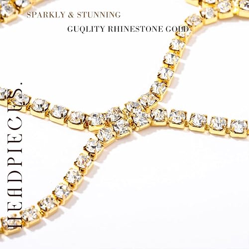 Vista 4 de Rhinestone tocados casquillo vintage cristal cabeza cadena boda aleta pelo joyería Gatsby mujeres accesorios para el pelo