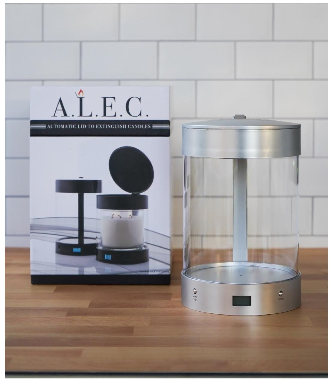 ALEC New & Improved Glass Model Automatic Candle Holder & Extinguisher with