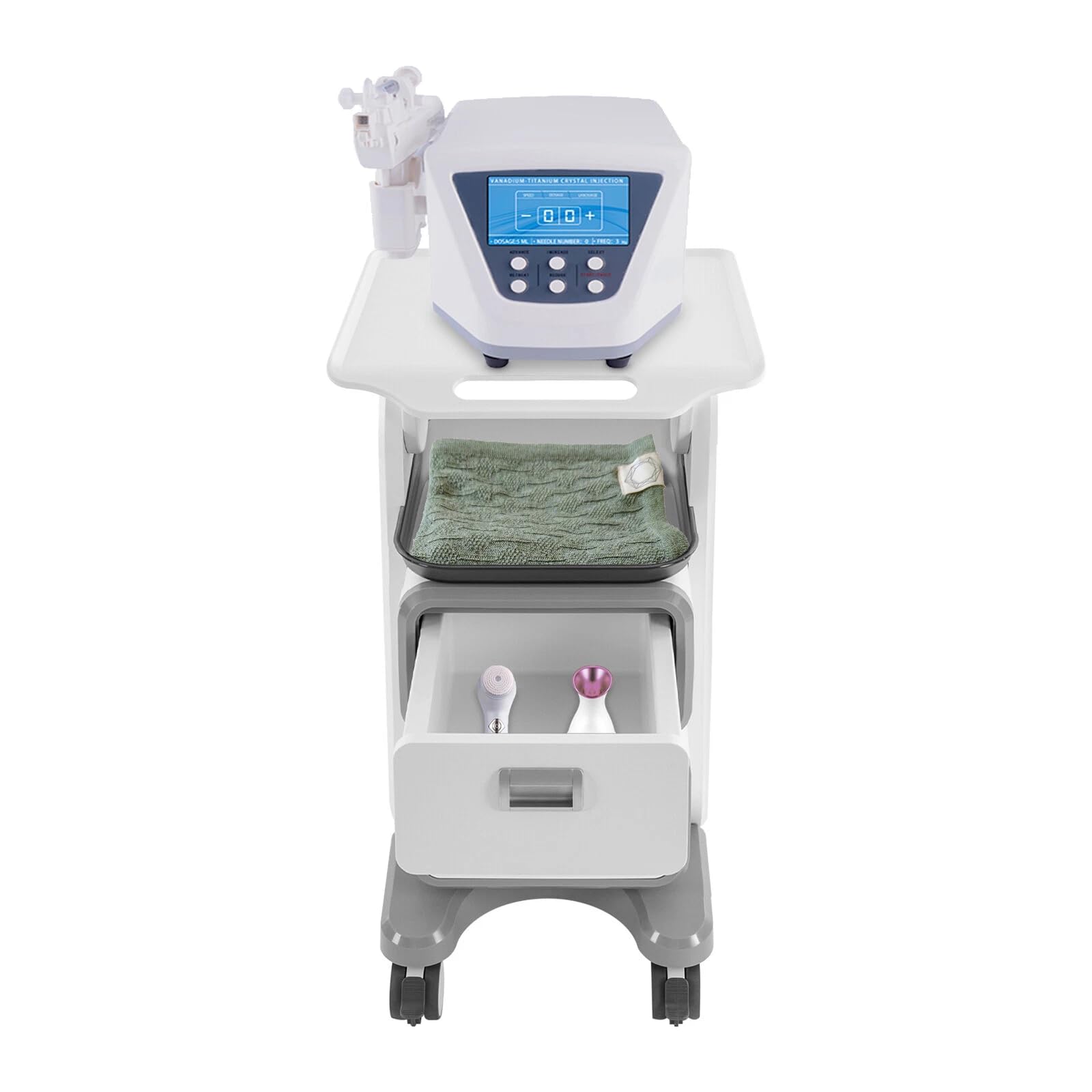 Carrello medico, beauty salon trolley, carrello di servizio su ruote con 2 cassetti, ruote universali, carrello per attrezzi ABS, carrello da lavoro, parrucchiere, carrello cosmetico, portata 60 kg