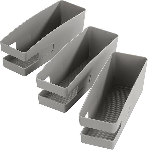 Maximex Shoe Holder for Ballerinas, Polypropylene, Grey, 3er Pack, 26.5 x 9 x 9.5 cm