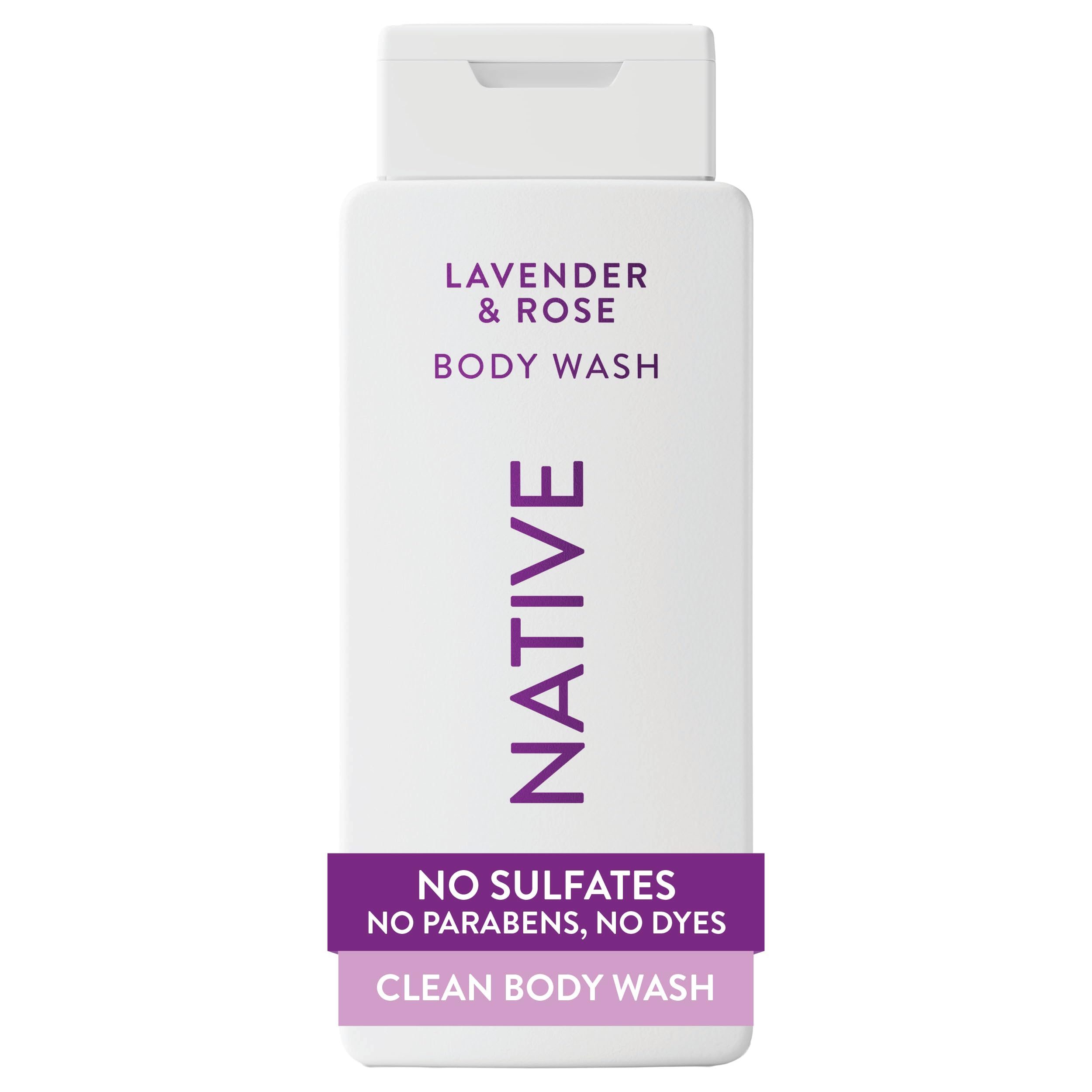 Native Body Wash Contains Naturally Derived Ingredients | For Women & Men, Sulfate, Paraben, & Dye Free Leaving Skin Soft and Hydrated | Lavender & Rose 18 oz