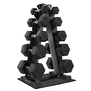 Fitvids Rubber Coated Hex Dumbbell Weight Set and Storage Rack, 100LB Set or 150LB Set, 5-20 lbs Pairs or 5-25 lbs Pairs - Amazon product rated Grade A