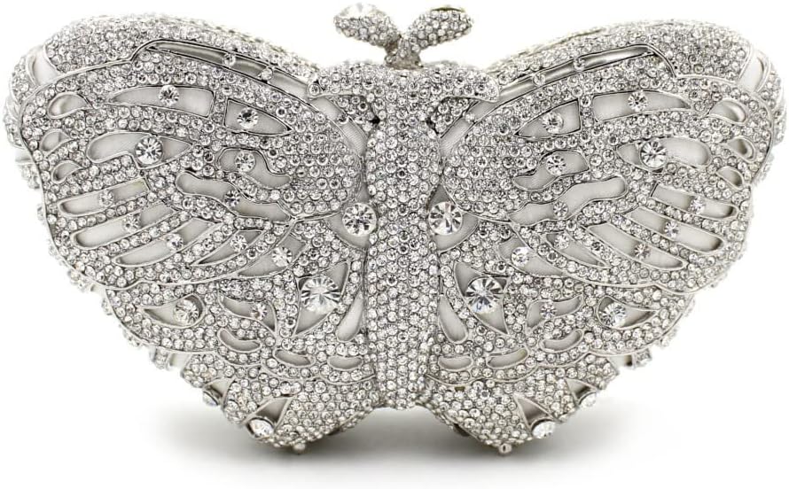 UMREN Women’s Elegant Butterfly Rhinestone Evening Bags Luxury Crystal Clutch Wedding Party Cocktail Handbag Purse