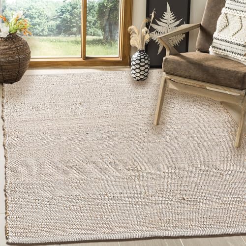 Chardin home 3x5 Jute Cotton Hand Woven Area Rug, Natural Jute/Cream Braided Boho Farmhouse Rug, Rustic Vintage Reversible Natural Fiber Rug for Living Room, Bedroom, Dining Room, Office, or Entryway
