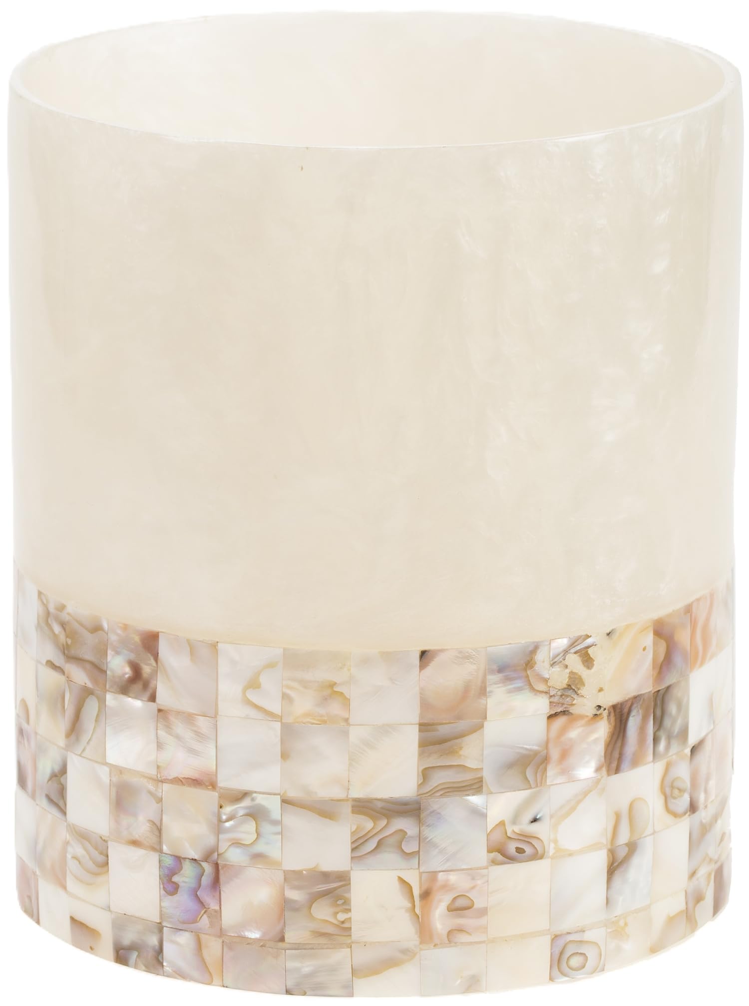 Creative Scents Milano Small Bathroom Trash Can 1.58 Gal / 6L - Decorative Bathroom Wastebasket with Beautiful Mother of Pearl Shells; Modern Round Waste Basket for Room, Bedroom or Living Room