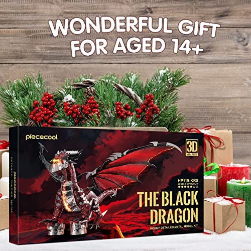 Piececool 3D Metal Model Kits-Black Dragon King, Diy 3D Puzzles For Adults Brain Teaser Puzzles Toys For Teens, Great Birthday New Year Gifts, 107 Pcs #TOP6