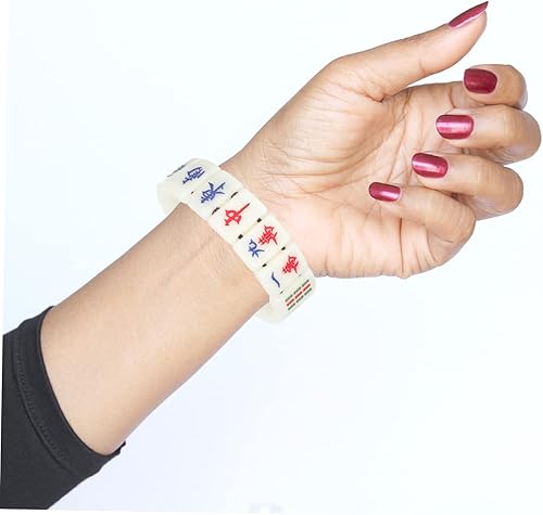 Miniatura 3 de Toyvian 5 pulseras únicas de Mahjong para parejas, pulseras Mahjong para parejas, pulsera con forma de Mahjong, pulseras redondeadas Mah-Jong,