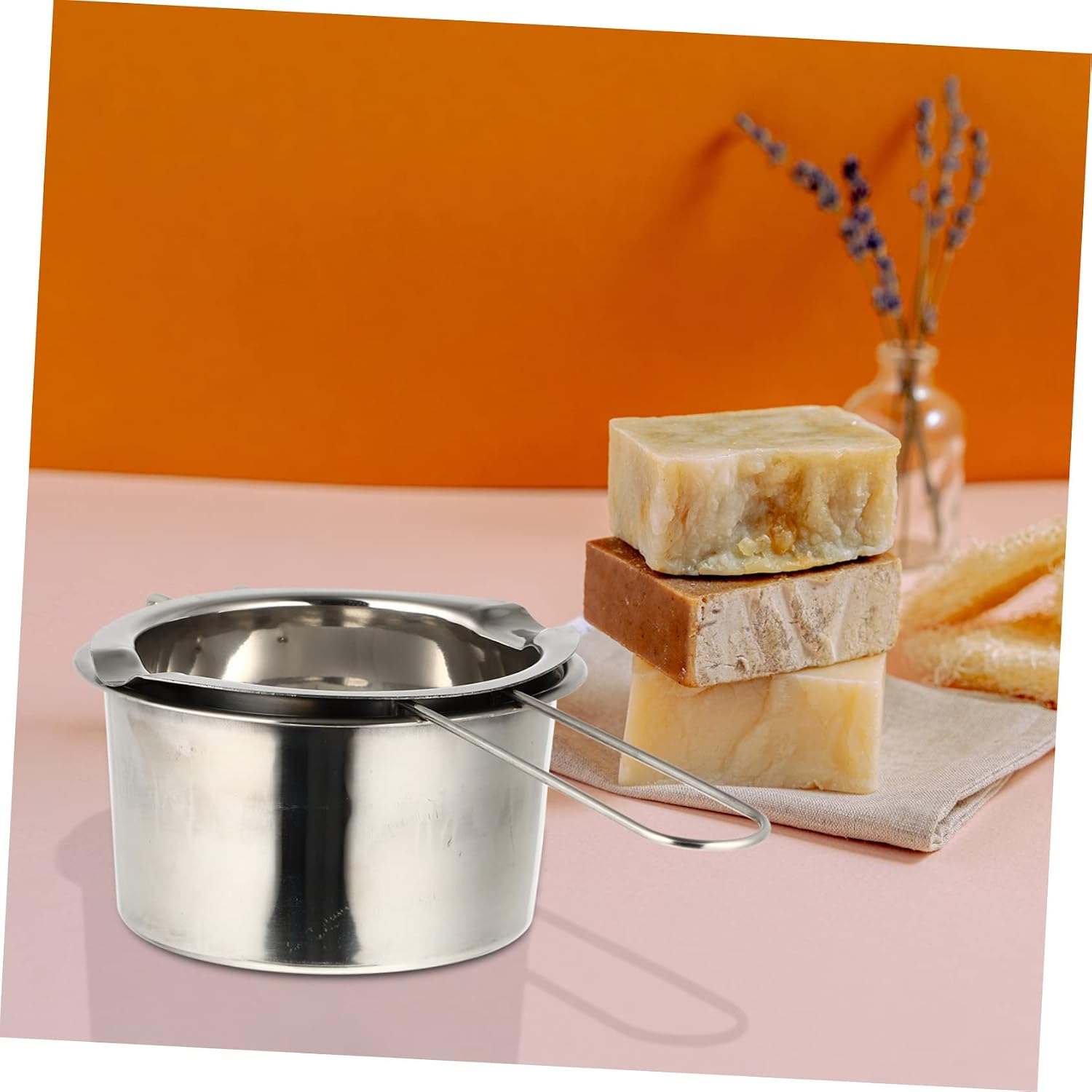 KONTONTY 2pcs Handmade Soap Melting Bowl Wax Heater Pot for Soap Candle Making Safe Handle Compact Design for Birthdays Holidays