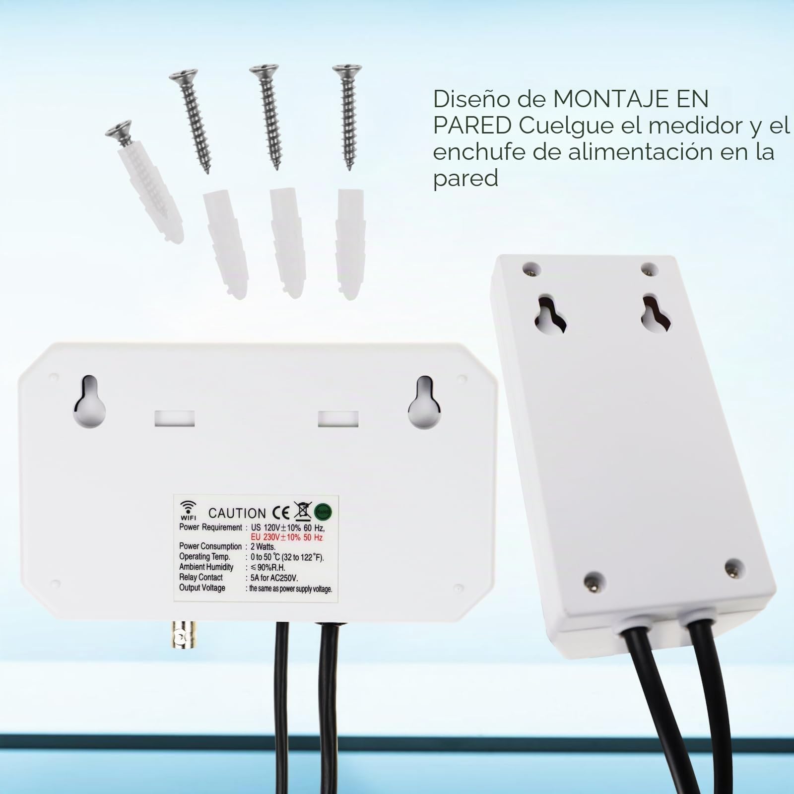 WiFi Smart Water Quality Tester pH, EC, Temperature Monitor Monitorización Continua Online Tester con Pantalla LCD, Alertas App, Datos en Tiempo Real, Sondas Reemplazables para Hidroponía, Acuarios