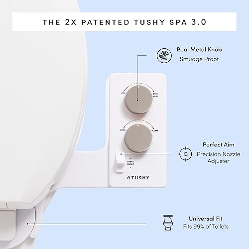 Miniatura 5 de TUSHY Spa Royale Accesorio para asiento de bidé de agua caliente. Pulverizador de agua autolimpiante, boquilla de presión ajustable, control de