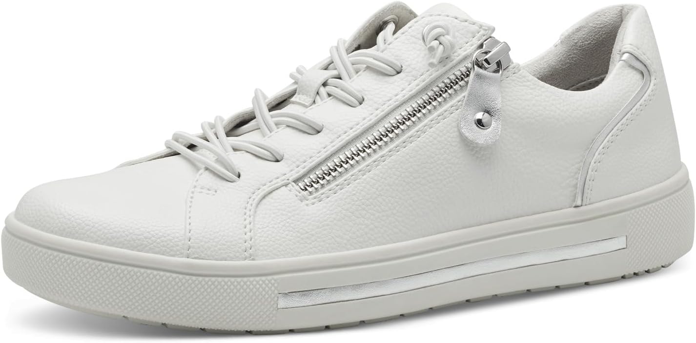 Jana Damen Sneaker flach mit Reißverschluss Vegan, Grün (Sage), 37 EU
