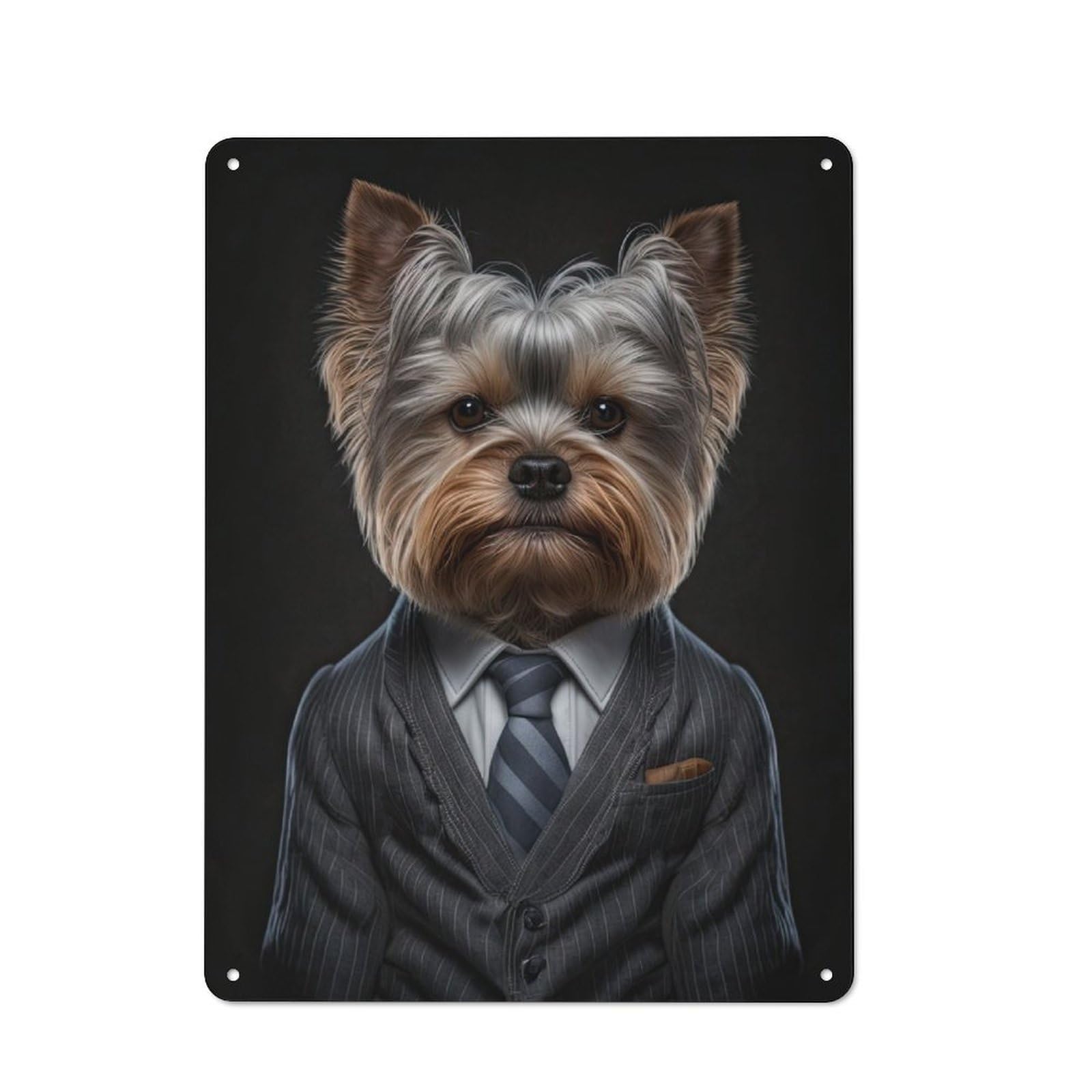 Junmoney Men's Yorkshire Terrier Suit Vintage Tin Sign 40X30cm With For Workshop Wall, For Kitchen, Dining Room And Home Bar Wall Decor
