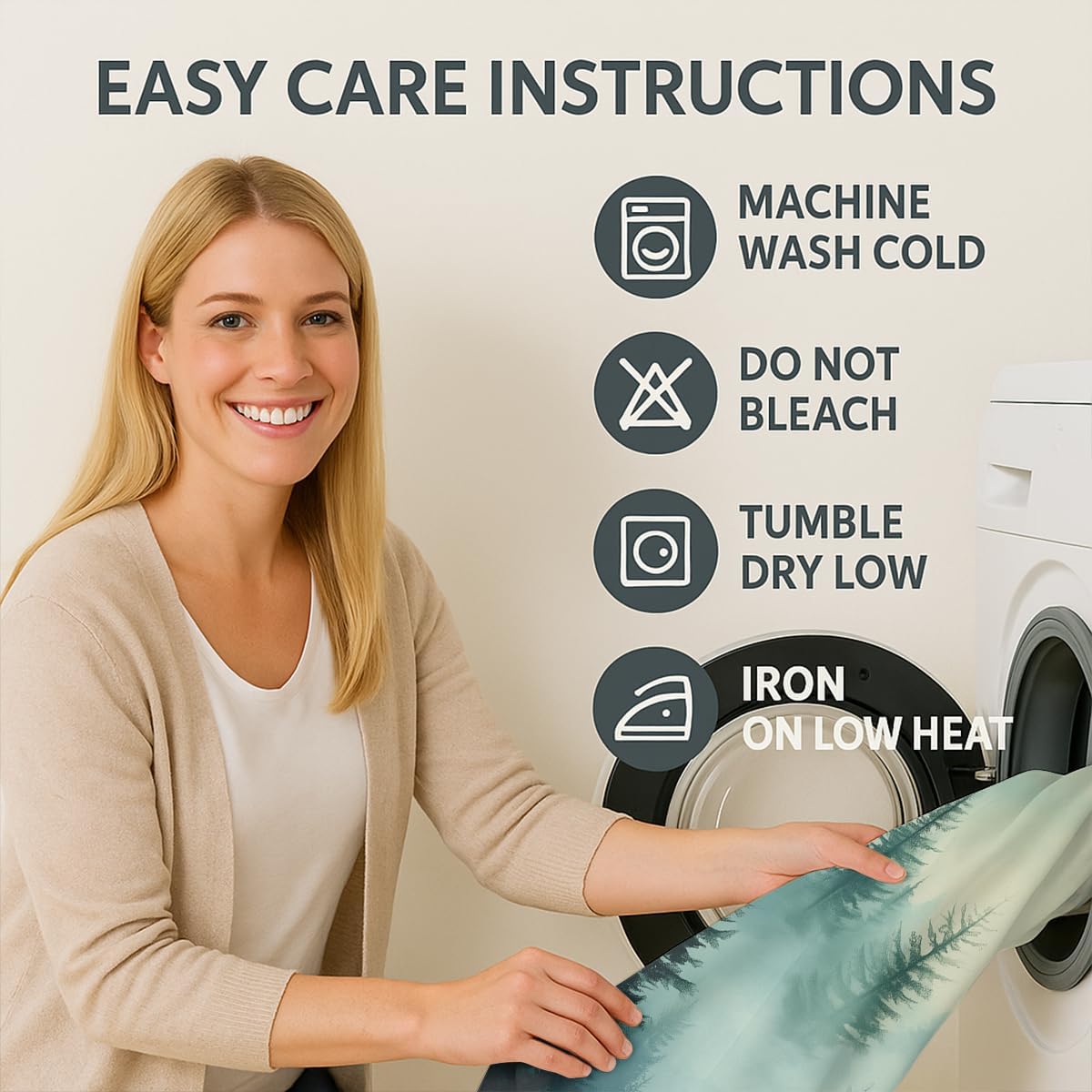 Foggy Forest Blackout Curtains for Girls Boys Kids Home Decor, Green Nature Rustic Sun Misty Woodland Grommet Thermal Insulated Drapes Darkening Window Curtain for Bedroom Living Room, 84 x 84 Inch