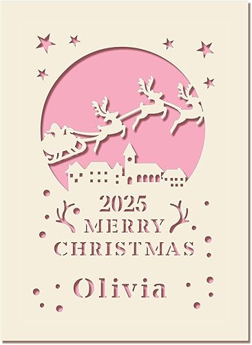 Miniatura 10 de Tarjetas de Navidad personalizadas 2022 regalo de Papá Noel tarjeta de Navidad de papel láser personalizada para niños niñas nieto hijo bebé él sus