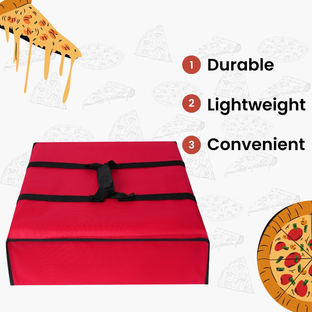 Pizza Delivery Bag - Insulated Pizza Warmer for Hot Food Delivery | Large Size, 20 x 20 x 6