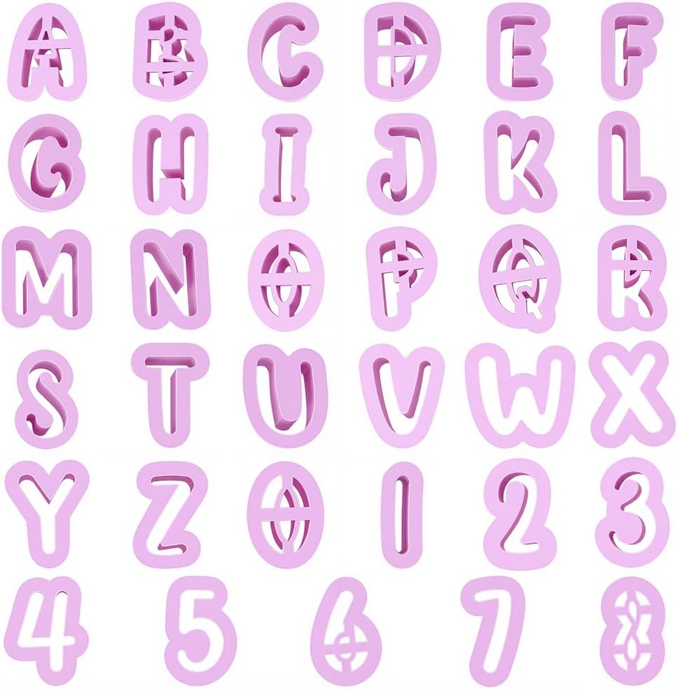 SUNNYCLUE 1 Box 35Pcs Letter and Number Cookie Cutters Letter Clay Cutters Plastic Alphabet A to Z and 1 to 8 Shaped Cute Molds Tool Set for DIY Crafts Cake Baking Accessories Holiday Party Decor