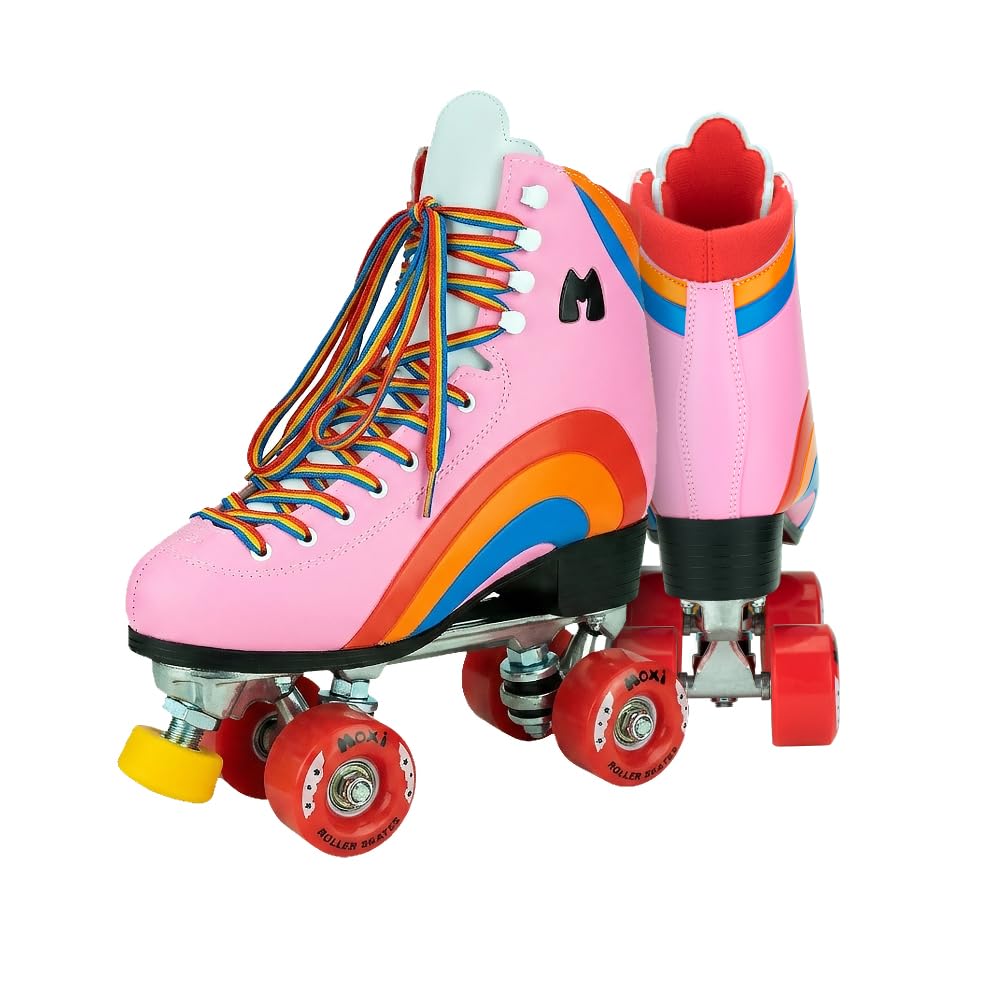 Moxi Rainbow Rider Beginner Quad Roller Skates - Recreational Outdoor High Top Roller Skates in Multiple Colours for All Ages