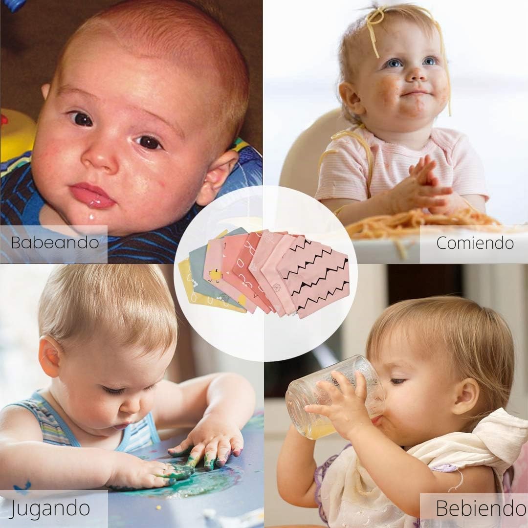 atopo 8 Bebé Baberos Tipo Bandana Algodón Baberos Triangulares Suave y Absorbente Toalla De Saliva Para Bebés, Niños Pequeños