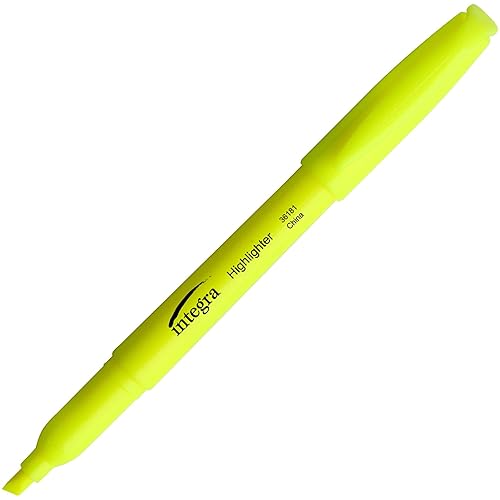 Integra 36181 - Resaltador estilo bolígrafo, punta de cincel, 12/PK, amarillo fluorescente