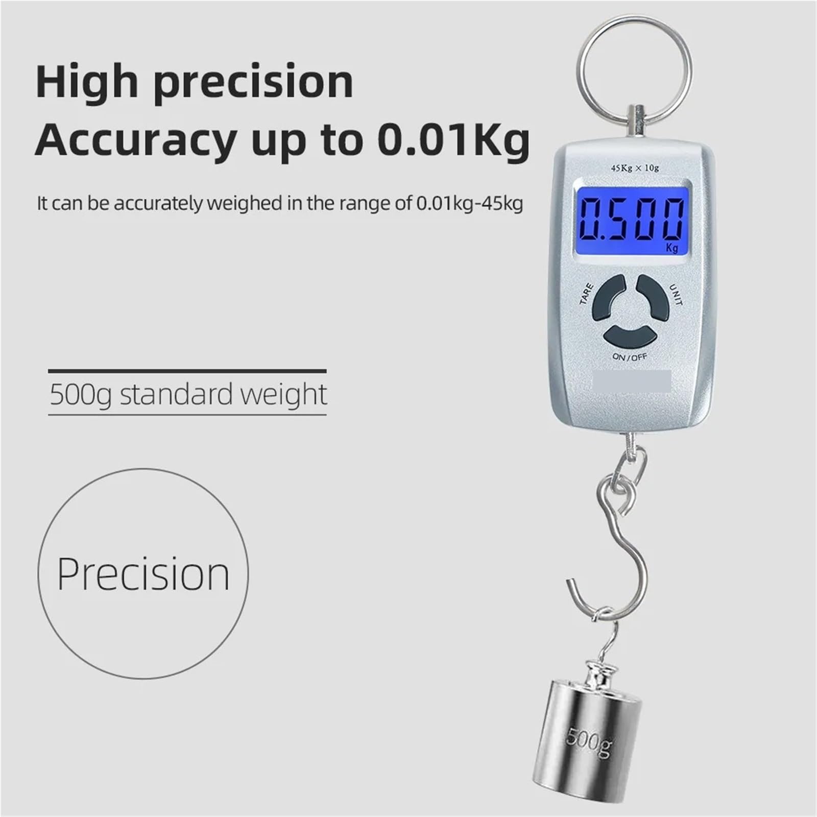 Báscula de equipaje, Báscula portátil colgante de 45 kg/10 g con pantalla LCD digital for equipaje, maletas, viaje, pesaje gancho, 4 unidades,para maleta de viaje con pesaje(Silver)