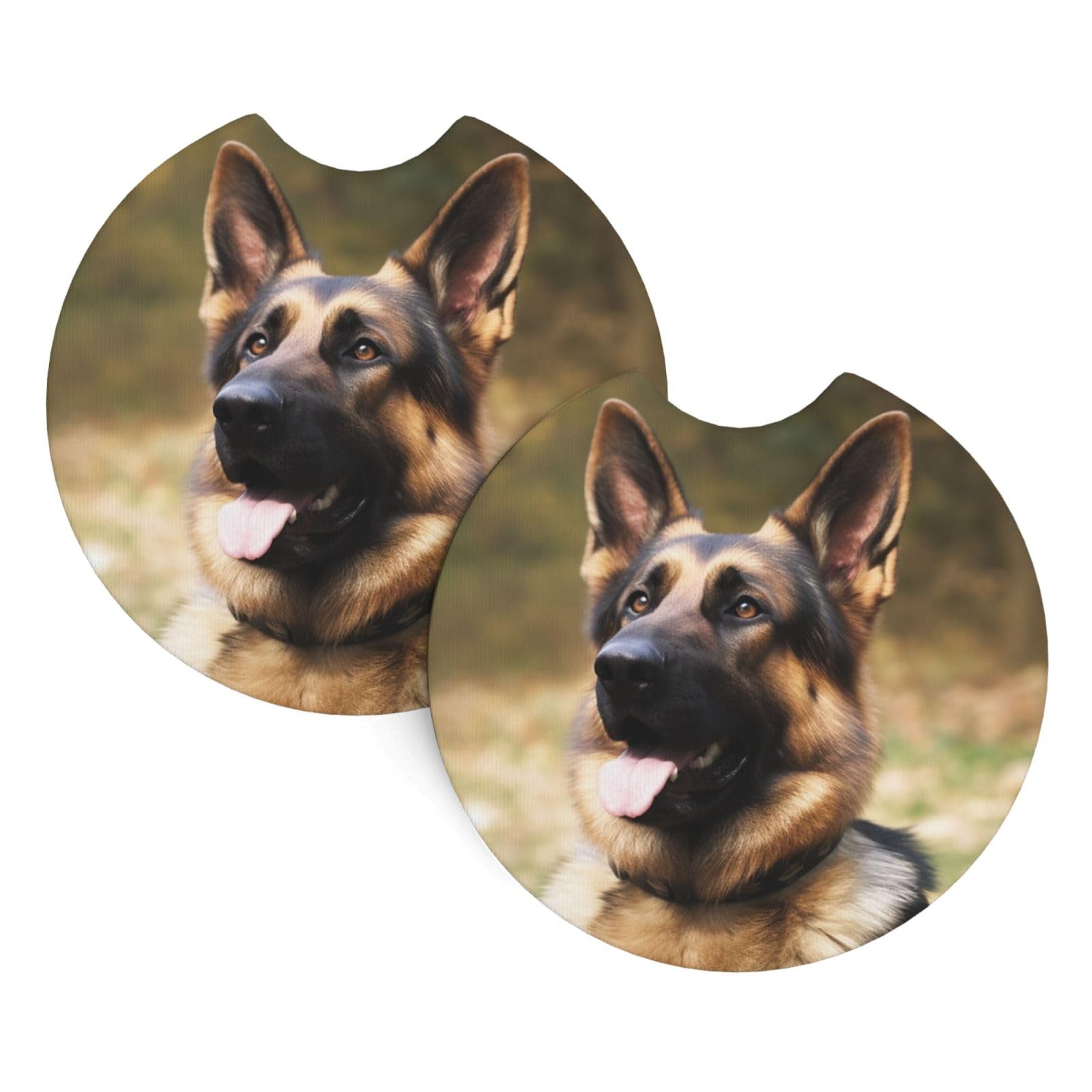 2PCS Car Coaster for Cup Holders Universal Auto Cup Mat Animal German Shepherd Cup Coaster Pad 2.7" Waterproof Neoprene Non-Slip Cup Holder Coasters Car Interior Accessories for Women Men