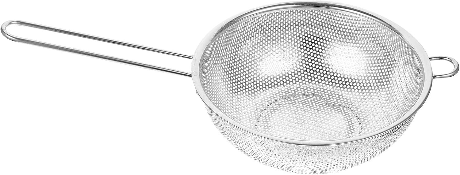 BESTonZON Stainless Steel Basin Colander with Handle, Multi-use Basin Fold Pasta Colander, Kitchen Strainer and to Strain, Rinse, Fry, Steam or Cook Vegetables & Pasta & Wash Fruits
