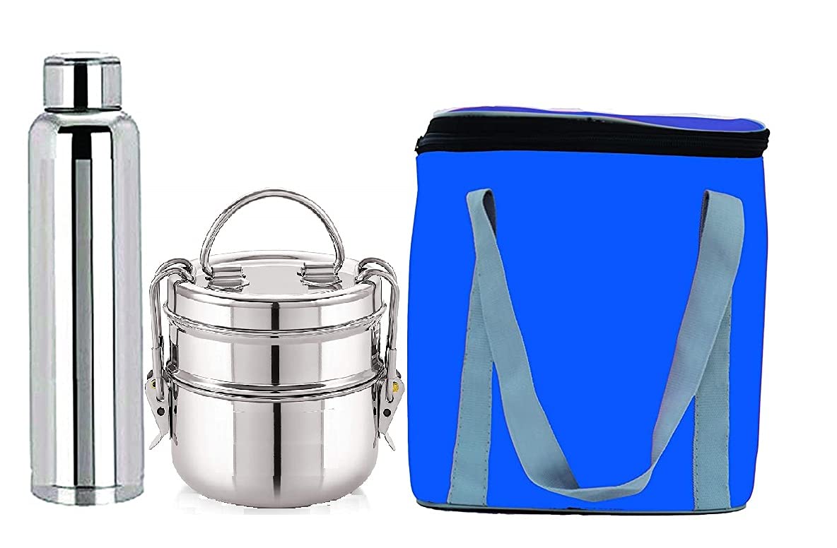 Buy Manav Stainless Steel Tiffin Box, 2Tier,Size 8X2, Pack of 3