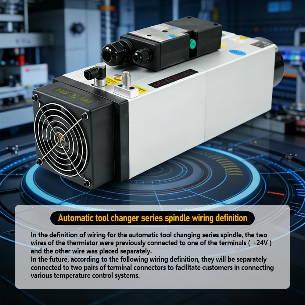 HQD Luftgekühlter ATC-Spindelmotor GDL51-30-24Z/4.5, 4,5 kW, ISO30, 24000 U/min, 220V/380V, mit Anschlusskasten Hochpräzisions-Spindelmotor für Holz-, Metall- und Kunststoffgravur (220, Volt)