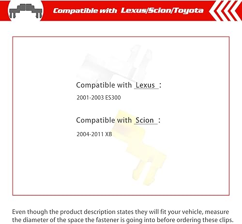 Miniatura 3 de OTUAYAUTO 10 clips para barra de bloqueo de puerta, repuesto para Toyota Tundra Camry Corolla Echo Highlander, repuesto OEM: 69293-12030 69293-12040