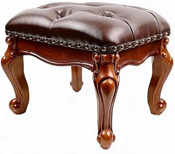 Leather Foot Stool Ottoman Foot Rest,Small Vintage Footstool