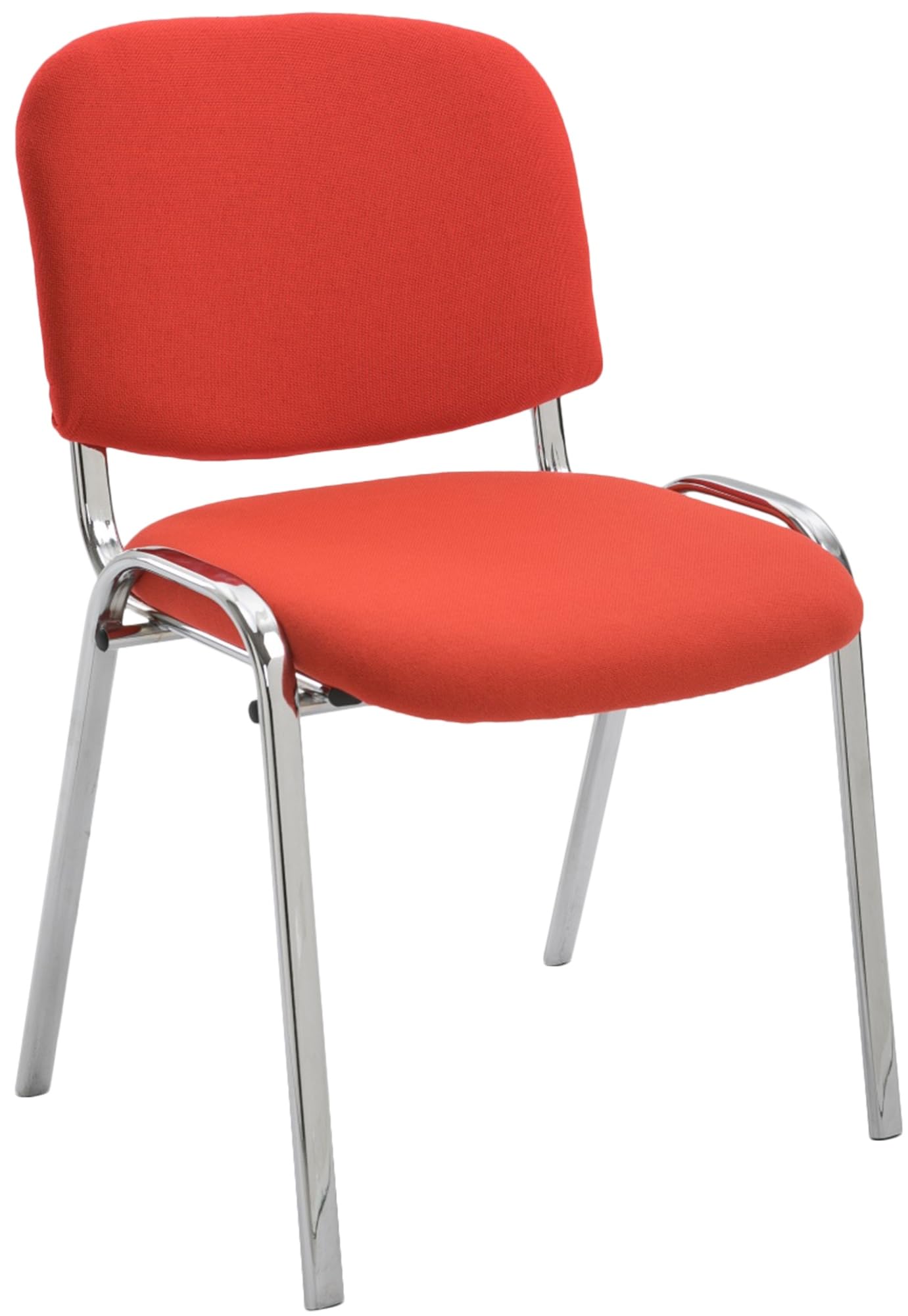 CLP Sedia Ospite Ken C Imbottita I Sedia Attesa In Stoffa E Metallo Cromato I Sedia Ufficio Impilabile Carico Max 120 KG I Sedia Riunioni, Colore:rosso
