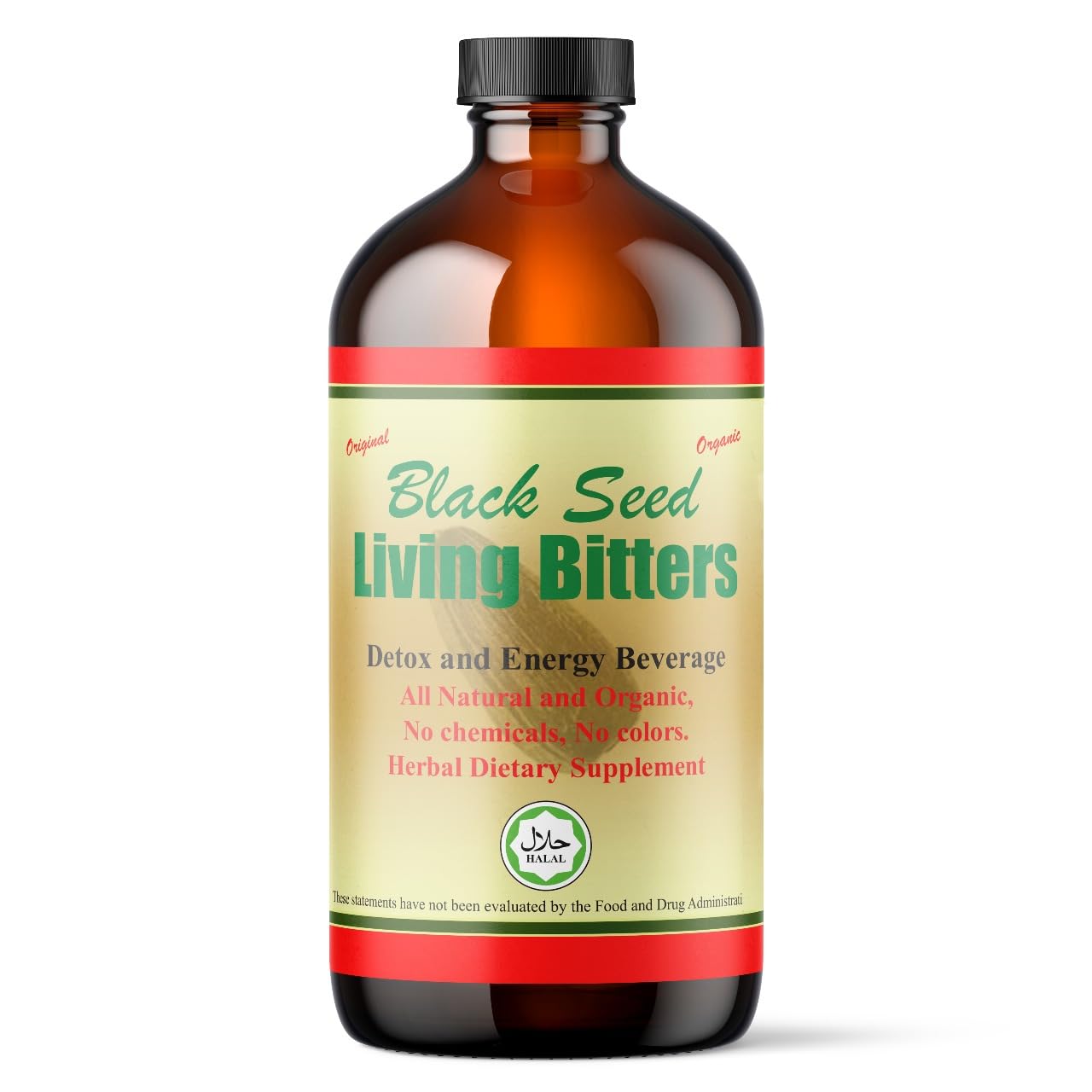 HERBOGANIC Black Seed Living Bitter 16oz Pack of 1 - Natural Blend of Black Seed, Fennel Seed, Cinnamon and Fenugreek to Support Digestive Health