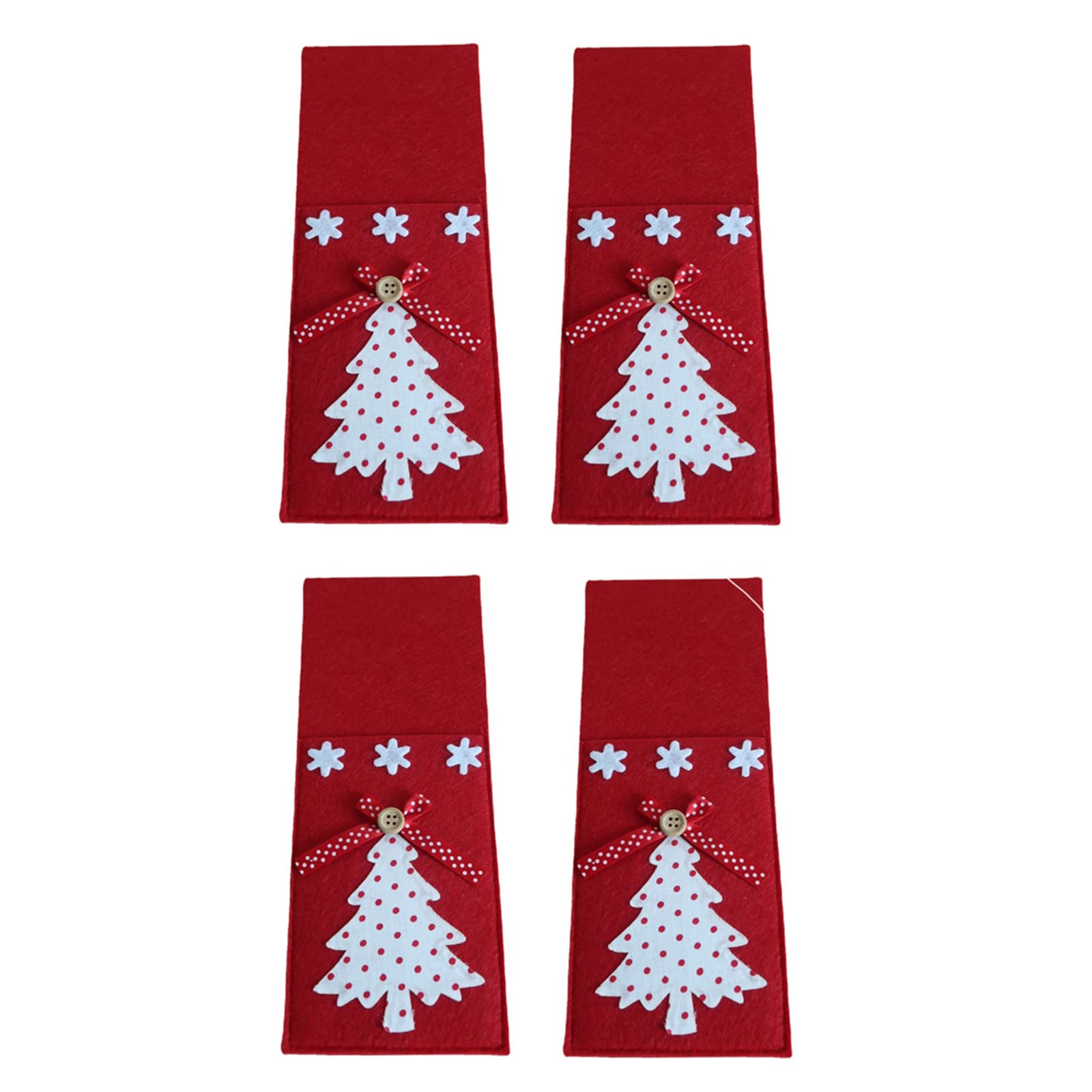 Buxuaaaa Red 4Pcs Tableware Holder Bag Christmas Tree Christmas Decorations Home Decoration Accessories Kitchen Fork Holder Bag Cutlery Bags For Party