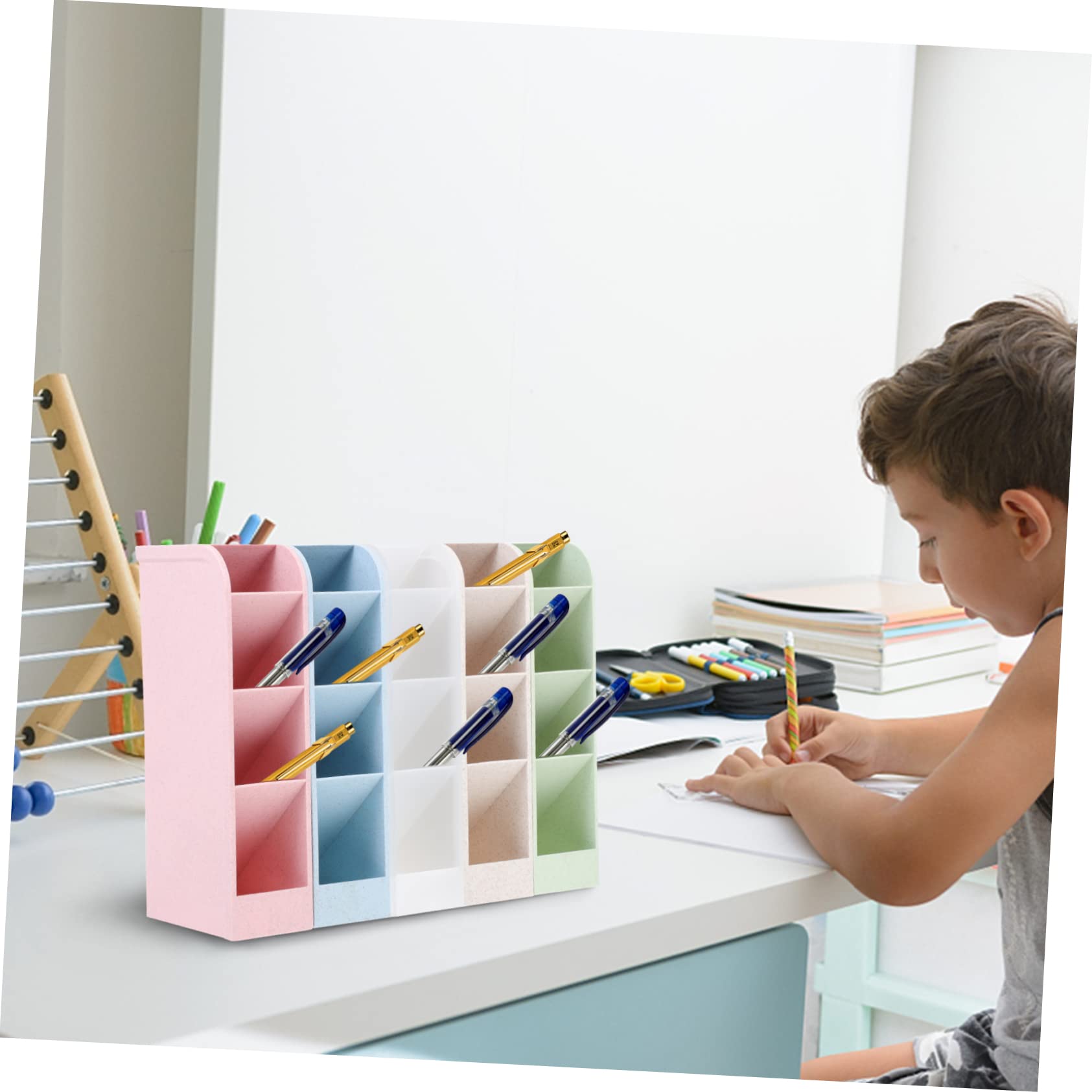 Artibetter 2 Set Portapenne Scrivania Multigriglia Scomparti Plastica Resistente Organizer Penne Tavolo Compatto E Leggero Per E Scuola Design Elegante E Robusto 5 Pezzi * 2