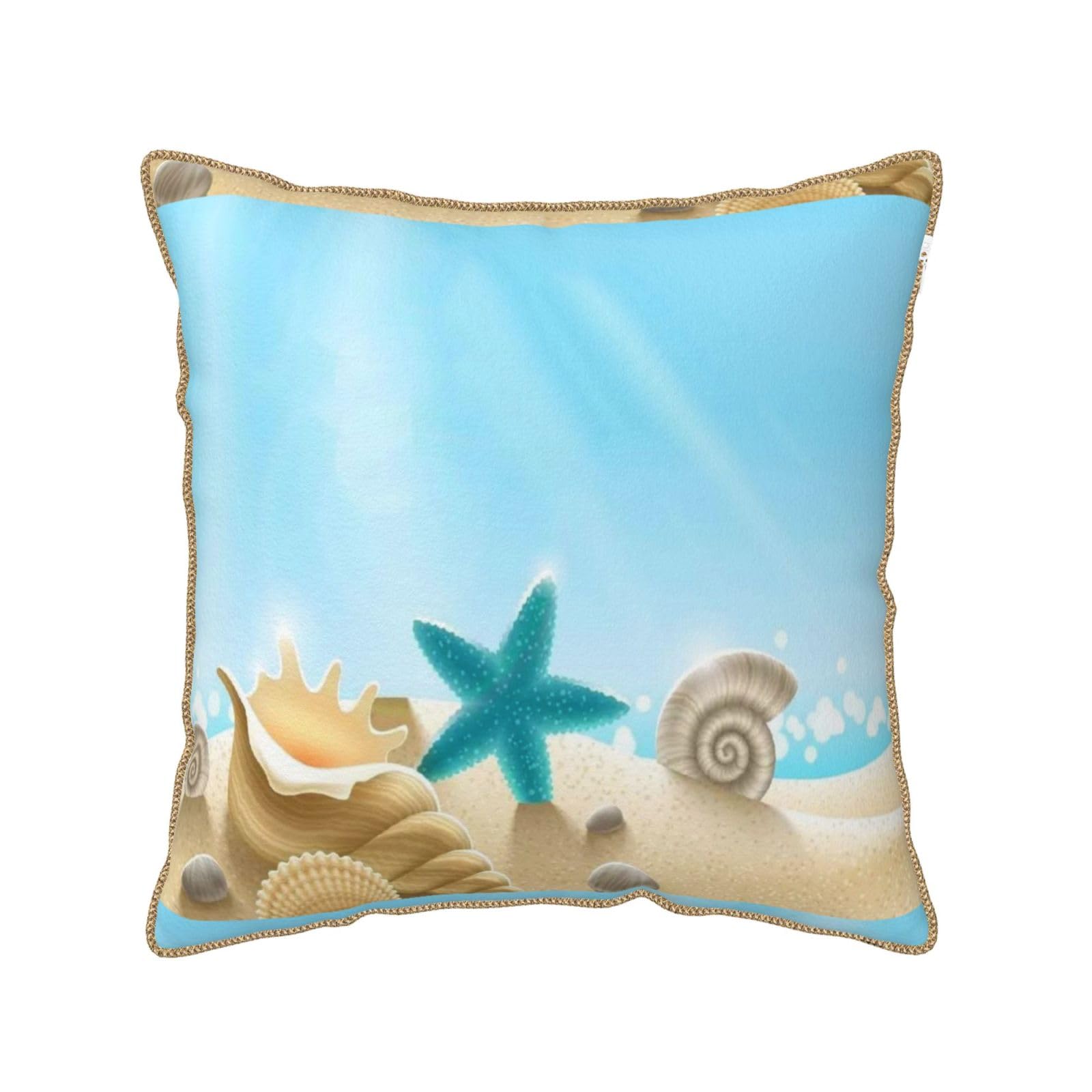 Housse de coussin velours imprimé étoile de mer pour ambiance cosy