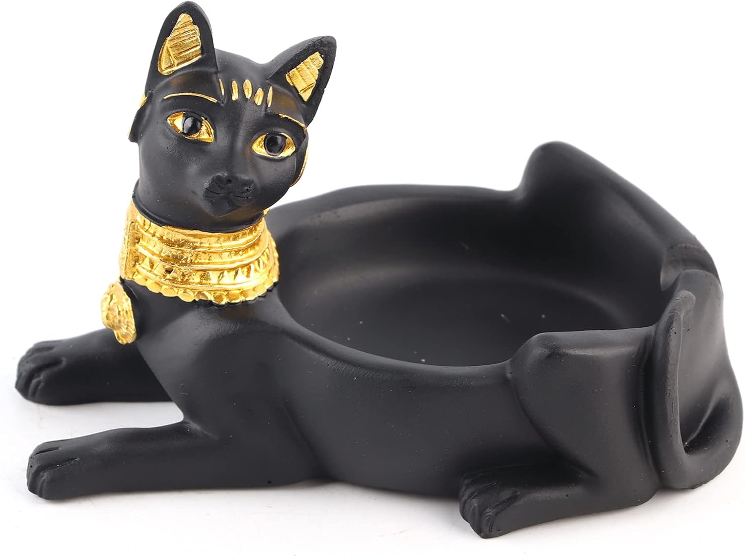 Vintage Ashtray, Portable Resin Crafts Egyptian Black Cat God Figurine Statue Desktop Ashtray for Outdoor Indoor Patio Office Hotels Cafes Home Decorative Art 5.1 x 3.5in
