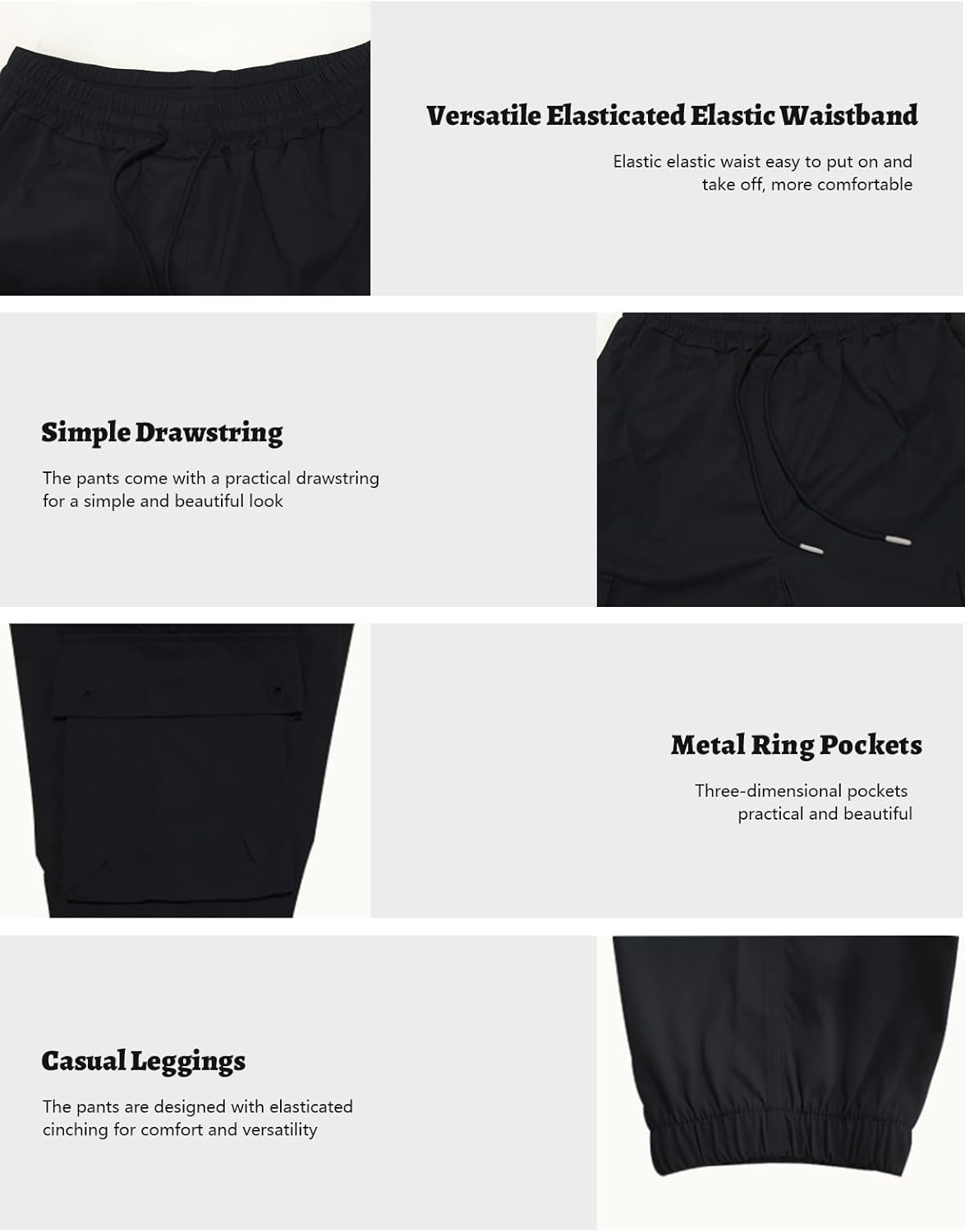 Men Joggers Cargo Pants Hiking Outdoor Recreation Pants Stack Elastic Waist Pocket Pants Casual - Image 4