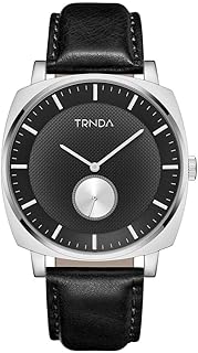 ساعة مربعة من الستانلس ستيل للرجال من ترندا - مينا متدرج انيق وسوار جلدي اسود