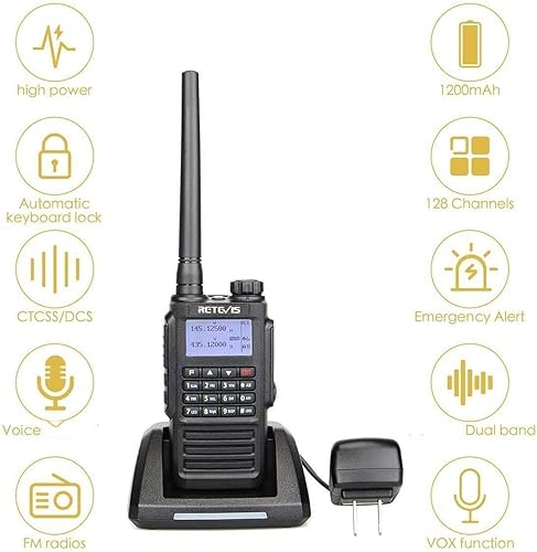 Miniatura 5 de Retevis Walkie Talkies RT87 IP67 impermeables, radio de 2 vías de alta potencia de largo alcance, radio bidireccional resistente, 128 CH, doble