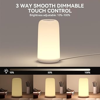 Touch Bedside Table LED Lamp, [Sleek Design & RGB Mode] Multi-Color Dimmable with Warm White Lights, Birthday Gifts for Women Mom, Smart Nightstand Small Lamp for Bedroom Living Room Home Decor